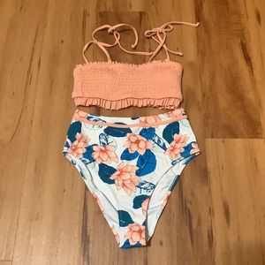 Sweet Smocked Floral Bandeau Bikini-New!
